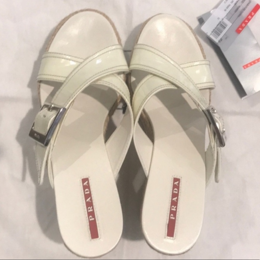 Authentic Prada patent leather wedge sandals 7.5 - Picture 6 of 12